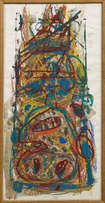 Horst Hussel, o.T., 2008 <br /> Mischtechnik, 78 x 58 cm, leicht beschädigt Rahmen optional 40 € <br /><strong> Startpreis 590 € </strong>