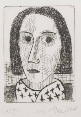 Max Stock, Mädchen Kopf, 2015 <br /> Kaltnadelradierung, 20 x 15 cm, e.a. <br /><strong> Startpreis 90 € </strong>