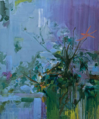 Anja Billing, Fremdes Land, 2021 <br /> Öl auf Leinwand, 120 x 100 cm, <br /><strong> Startpreis 2.800 € </strong>