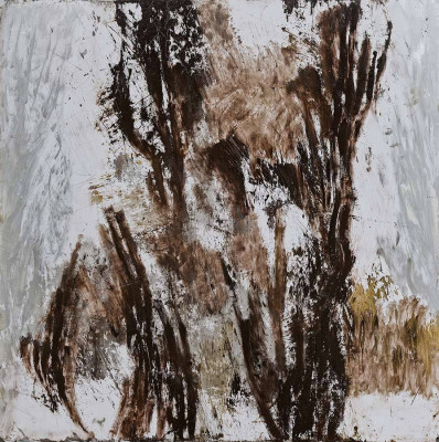 Liz Mields-Kratochwill, Bäume, 2021 <br /> Offsetfarbe, 67 x 67 cm <br /><strong> Startpreis 420 € </strong>