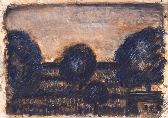 Lothar Böhme, Landschaft, 1995 <br /> Tusche auf Papier, 42 x 58 cm <br /><strong> Startpreis 800 € </strong><br />