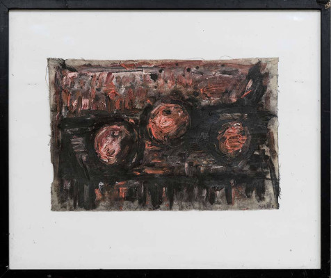 Lothar Böhme, Stilleben, 1990 <br /> Tusche auf Papier, 30 x 45 cm <br /><strong> Startpreis 600 € </strong>