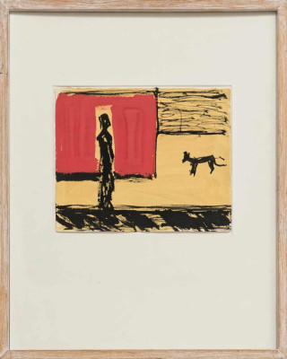 Linde Bischof, Begegnung , 1998 <br /> Tempera, 27 x 33 cm <br /><strong> Startpreis 300 € </strong><br /> Rahmen optional 40 €