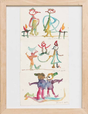 Heinrich Bethke, Aquarellierter Lebenslauf (signiert), 2010 <br /> Aquarell, 40 x 30 cm <br /><strong> Startpreis 220 € </strong><br /> Rahmen optional 20 €<br /><strong>–VERKAUFT–</strong>