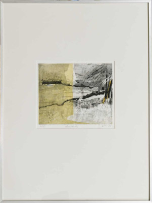 Karin Tiefensee, Ausbruch, 2024 <br /> 3-Farben-Tiefdruck, 25 x 30 cm <br /><strong> Startpreis 300 € </strong><br /> Rahmen optional 50 €