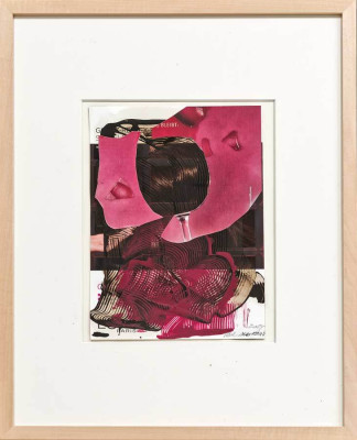 Ted Marschall, Weinglas, 2015 <br /> Collage, 28 x 21 cm <br /><strong> Startpreis 310 € </strong><br /> Rahmen optional 25 €
