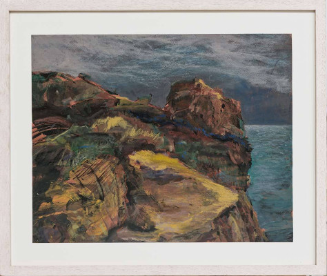 Wolfgang Reinke, Hohes Ufer Ahrenshoop, 2003/24 <br /> Gouache, Ölkreide, Karton, 40 x 50 cm <br /><strong> Startpreis 160 € </strong><br /> Rahmen optional 30 €<br /><strong>–VERKAUFT–</strong>