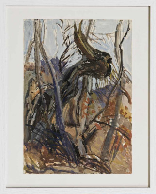 Volker Henze, Landschaft 2, 1986 <br /> Mischtechnik, 30 x 40 cm <br /><strong> Startpreis 600 € </strong><br /> Rahmen optional 40 €