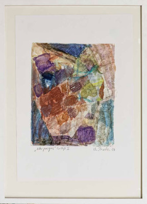 Christiane Treder, blu pasqua II, 2000 <br /> Collage/ Mischtechnik, 37 x 30 cm <br /><strong> Startpreis 400 € </strong><br /> Rahmen optional 40 €