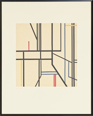 Inga Rensch, "o.T. (aus der Serie ""Schragen"")," 1999 <br /> Linolschnitt auf Karton, 50 x 40 cm <br /><strong> Startpreis 100 € </strong><br /> Rahmen optional 25 €
<br /><strong>–VERKAUFT–</strong>