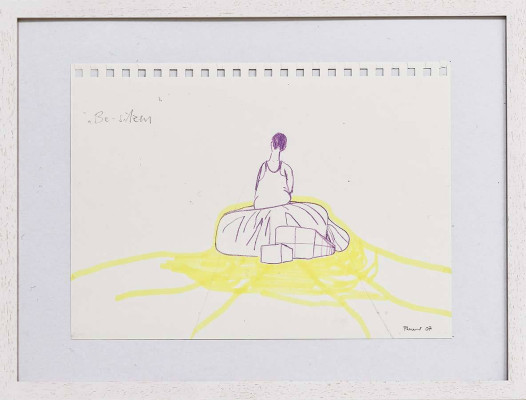 Isabel Pauer, Be- sitzen, 2007 <br /> Buntstift, Farbstift auf Papier, 22,4 x 30,5 cm <br /><strong> Startpreis 240 € </strong><br /> Rahmen optional 15 €