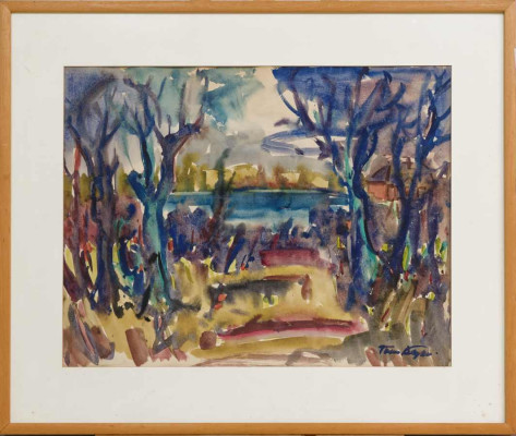 Tom Beyer, o.T. (Bäume), o.J. <br /> Aquarell, 70 x 55 cm <br /><strong> Startpreis 900 € </strong><br /> Rahmen optional 80 €