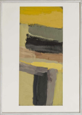 Eva Niemann, o.T., 2023 <br /> Eitempera auf Papier, 63 x 28 cm <br /><strong> Startpreis 600 € </strong>