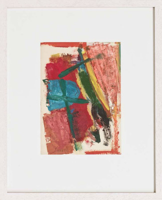 Jörg-Uwe Jacob, Rote im Raum, 2021 <br /> Öl auf Papier, 29,5 x 21 cm <br /><strong> Startpreis 360 € </strong>
<br /><strong>–VERKAUFT–</strong>