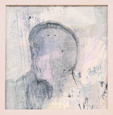 Regina Conrad, Kopf, 2024 <br /> Collage auf Leinwand, 30x 30 cm <br /><strong> Startpreis 300 €</strong><br /><strong>–VERKAUFT–</strong>