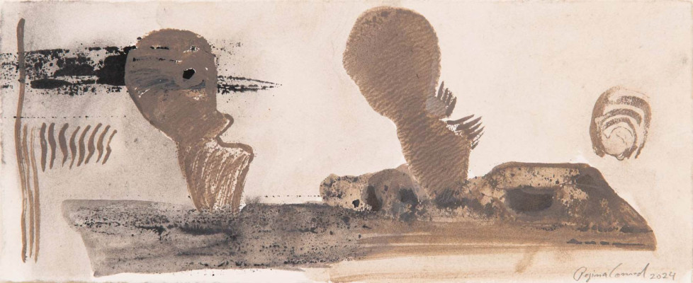 Regina Conrad, o.T., 2033 <br /> Zeichnung, Tusche /Sepia, 15,5 x 37 cm <br /><strong> Startpreis 300 € </strong>
<br /><strong>–VERKAUFT–</strong>