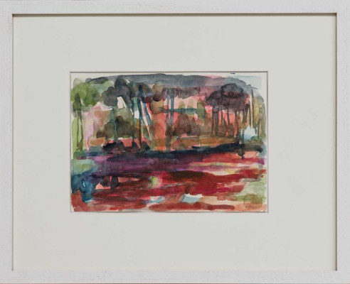 Ulrike Hahn, Oderbruch in der Dämmerung, 2023 <br /> Aquarell, 24 x 32 cm <br /><strong> Startpreis 380 € </strong><br /> Rahmen optional 40 €