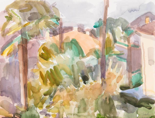 Wulff Sailer, Caviano, 2012 <br /> Aquarell, 32 x 40,5 cm <br /><strong> Startpreis 460 € </strong><br /><strong>–VERKAUFT–</strong>