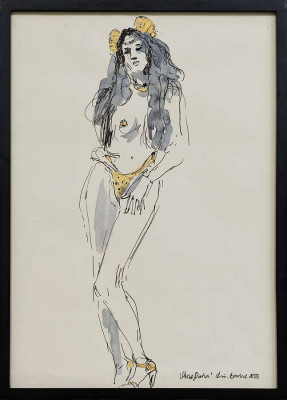 Christian Badel, Muse Daria, 2023 <br /> Tuschezeichnung, Aquarell, 40 x 30 cm <br /><strong> Startpreis 360 € </strong><br /> Rahmen optional 10 €