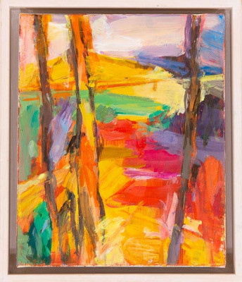 Denise Richardt, Bonjour, Monsieur Martisse!, 2024 <br /> Gouache, Öl auf Leinwand, 30 x 25 cm <br /><strong> Startpreis 880 € </strong><br /> Rahmen optional 50 €