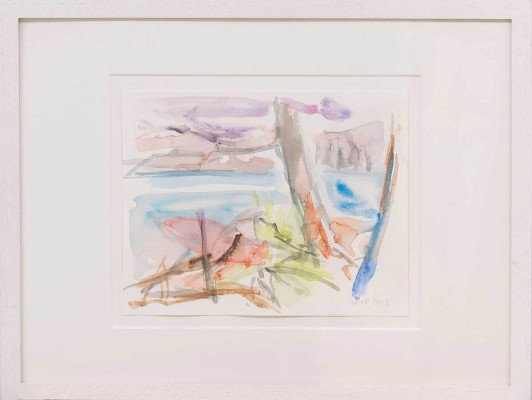 Denise Richardt, Seeufer, o.J. <br /> Aquarell, 18 x 23 cm <br /><strong> Startpreis 290 € </strong><br /> Rahmen optional 30 €
