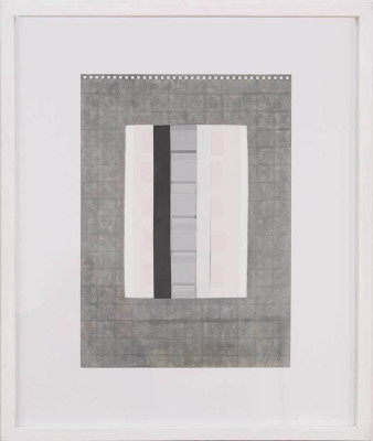Dorothee Helena Jacobs, o.T. (Leiter), 1999 <br /> Collage, Öl, 42 x 30 cm <br /><strong> Startpreis 380 € </strong>