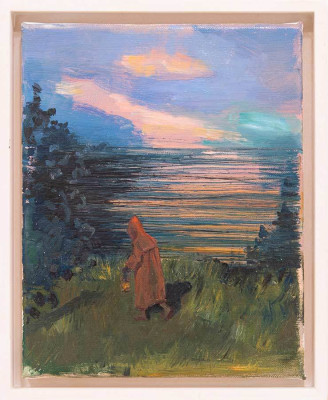 Stefanie Hillich, Nightwatcher, 2024 <br /> Öl auf Leinwand, 30 x 24 cm <br /><strong> Startpreis 550 € </strong>