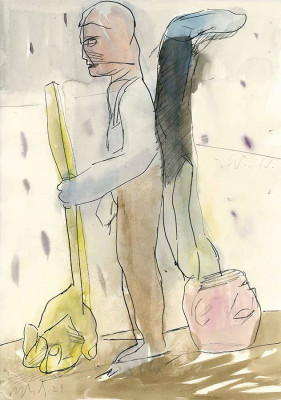 Christian Ulrich, Winter, 2024 <br /> Feder, Tusche, Aquarell, 42 x 29,7 cm <br /><strong> Startpreis 480 € </strong><br /> Rahmen optional 50 €<br /><strong>–VERKAUFT–</strong>