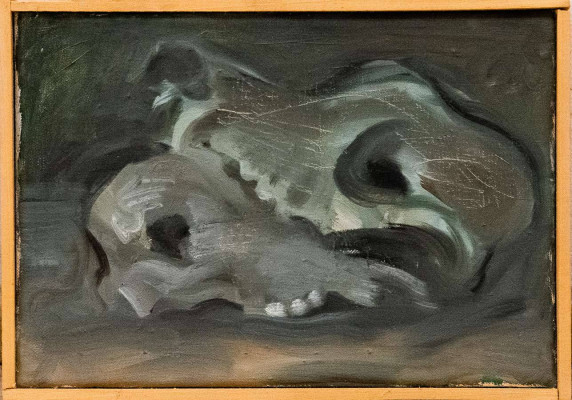 Hans Vent, Schädelfragmente, <br />Mischtechnik Leinwand, 25 x 34 cm <br /><strong>Startpreis 150 € </strong><br /><strong>–VERKAUFT–</strong>