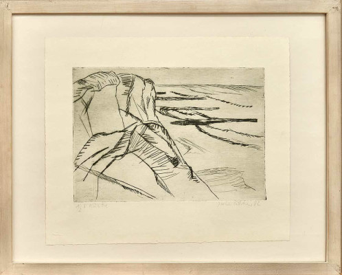 Joachim Böttcher, Küste <br /> Kaltnadelradierung auf Büttenpapier, 21 x 30 cm <br /><strong>Startpreis 150 € </strong>