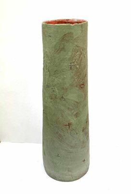 Regina Müller-Huschke, Grüne Vase 1 <br /> gedreht, H=43 cm <br /><strong>Startpreis 260 € </strong><br /><span style="color:#FF0000;"><strong> verkauft</strong></span>