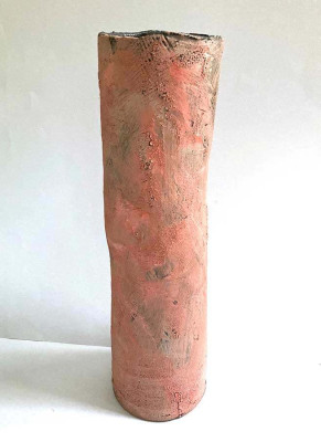 Regina Müller-Huschke, Rosa Vase <br /> gedreht, H=42 cm <br /><strong>Startpreis 220 € </strong><br /><span style="color:#FF0000;"><strong> verkauft</strong></span>