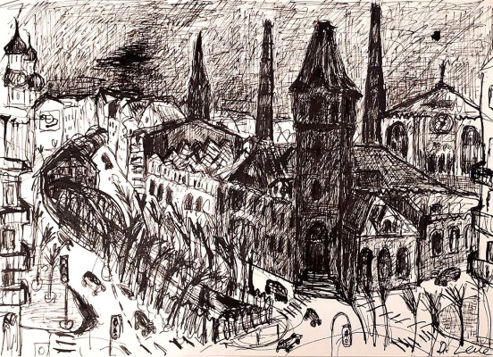Doris Leue, Kulturbrauerei, 2015 <br /> indische Tusche, 29,5 x 42 cm <br /><strong>Startpreis 350 € </strong>, Rahmen optional 40 €<br /><span style="color:#FF0000;"><strong> verkauft</strong></span>