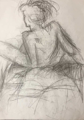 Nänzi, Rückenakt, ca. 1988 <br />Tusche, 40,6 x 29,5 cm <br /><strong>Startpreis 190 €</strong>