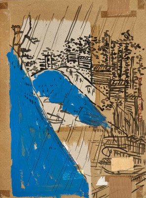 Martin Enderlein, Hommage a´Hiroshige, 2021<br />Mischtechnik auf Karton, 44,5 x 32,5 cm<br /><strong>Startpreis 250 €</strong>