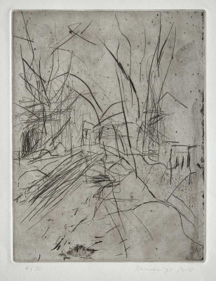 Günter Blendinger, Straße im Winter, 2010  <br /> Kaltnadelradierung, 31,5 x 25 cm, 8/30<br /><strong>Startpreis  70 € </strong><br /><span style="color:#FF0000;"><strong> verkauft</strong></span>