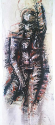 Lothar Böhme, Sitzender Akt, 2019<br /> Öl auf Leinwand, 94 x 34 cm<br /><strong>Startpreis 550 € </strong><br /><span style="color:#FF0000;"><strong> verkauft</strong></span>
