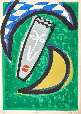 Brian Kelly, Arleccino, 1996<br />farbiger Siebdruck, 103 x 72 cm, 6/15 <br /><strong>Startpreis 80 € </strong>
