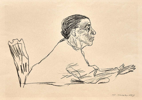 Arno Mohr, Helene Weigel, 1959<br />Lithografie, 23 x 42 cm<br /><strong>Startpreis  200 € </strong><br /><span style="color:#FF0000;"><strong> verkauft</strong></span>