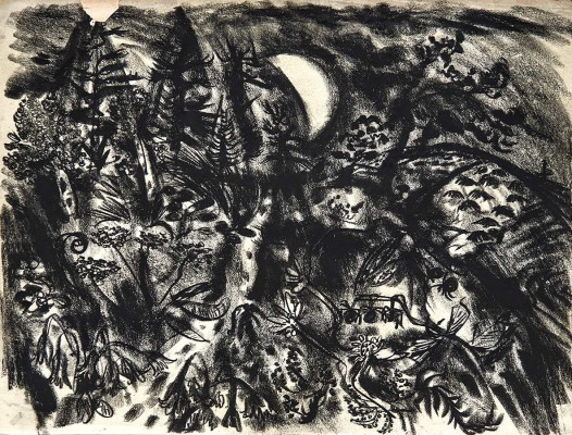 Paul Kuhfuss, Pflanzen im Mondlicht, 1940<br />Kreide, 48 x 64 cm<br /><strong>Startpreis 200 € </strong>
