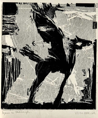 Martin Wilke, Pegasus, um 1990 <br />zweifarbiger Holzschnitt, 45,5 x 41 cm, 3/34<br /><strong>Startpreis 60 € </strong><br /><span style="color:#FF0000;"><strong> verkauft</strong></span>