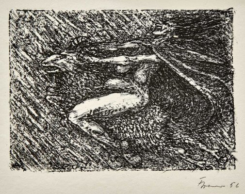 Fritz Cremer, Blatt 2 zur Walpurgisnacht, 1956<br />Lithografie, 13 x 19 cm<br /><strong>Startpreis  40 € </strong><br /><span style="color:#FF0000;"><strong> verkauft</strong></span>