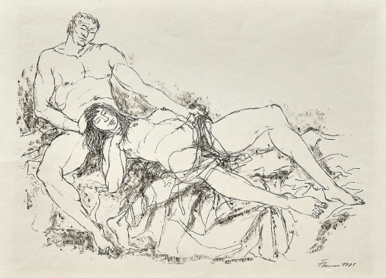 Fritz Cremer, Liebespaar, 1975 <br />Lithografie, 28 x 39 cm   <br /><strong>Startpreis  80 € </strong>