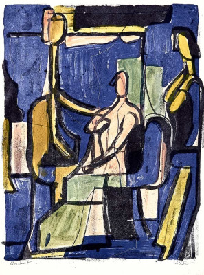 Wolfgang Leber, Gorgonen, um 1998<br />übermalte Lithografie, 47 x 37 cm <br /><strong>Startpreis 400 € </strong>