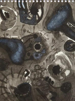 Dorothee Jacobs, Mollusken, 2021<br /> Japan Tusche auf Aquarellpapier, 24 x 18 cm<br /><strong>Startpreis 150 € </strong>, Rahmen optional 30 €