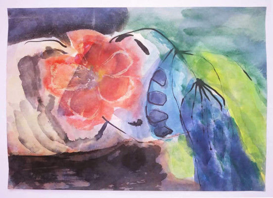 Ulrike Bunge, o.T., 2018<br /> farbige Tusche auf Papier, 21 x 29,7 cm<br /><strong>Startpreis 250 € </strong>