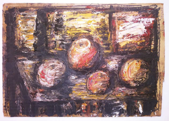 Lothar Böhme, Stillleben, 2016<br /> Öl auf Pappe, 22 x 32 cm<br /><strong>Startpreis 280 € </strong>