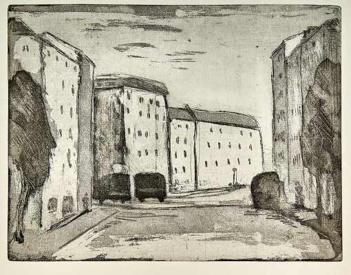 Hans Otto Schmid,t Stadtlandschaft, o.J. <br />Radierung, 21x 28 cm<br /><strong>Startpreis 75 € </strong>, ohne Signatur<br /><span style="color:#FF0000;"><strong> verkauft</strong></span>