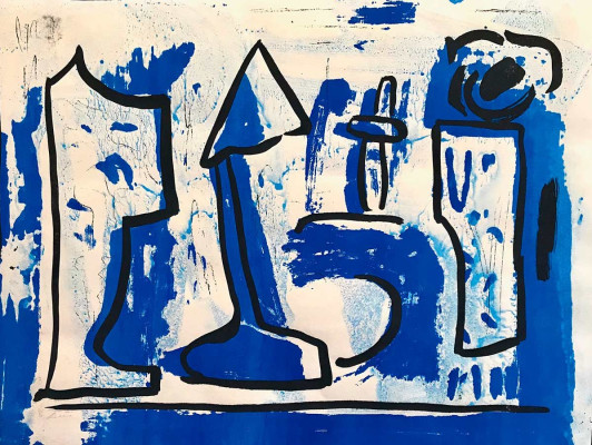 Bernhard Leue, Kunst Ausstellung, 1999 <br /> Siebdruck 49 x 69 cm Unikat <br /><strong>Startpreis 380 € </strong>, Rahmen optional 50 €