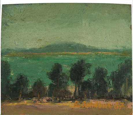 Rolf Schubert, Landschaft, 1987 <br />Öl auf Hartfaser, 11 x 13 cm<br /><strong>Startpreis 120 € </strong><br /><span style="color:#FF0000;"><strong> verkauft</strong></span>